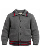 Maglione per bambino Gucci Kids grigio con colletto stile polo A0043WXKFJE 1155 GUCCI KIDS 