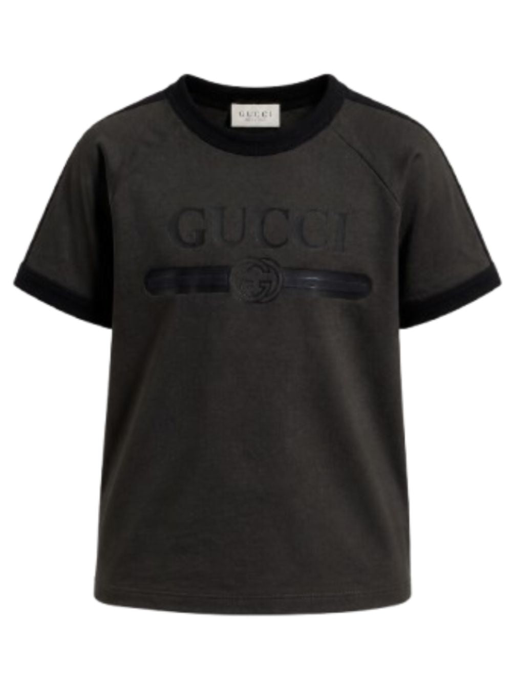 T-shirt per bambino Gucci Kids nera con dettaglio logo sul davanti A0044YXJHW6 1073 GUCCI KIDS 