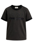 T-shirt per bambino Gucci Kids nera con dettaglio logo sul davanti A0044YXJHW6 1073 GUCCI KIDS 