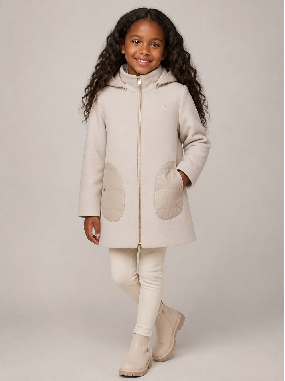 Cappotto per bambina Herno Kids beige con cappuccio GC000049G33344 1985 HERNO KIDS 
