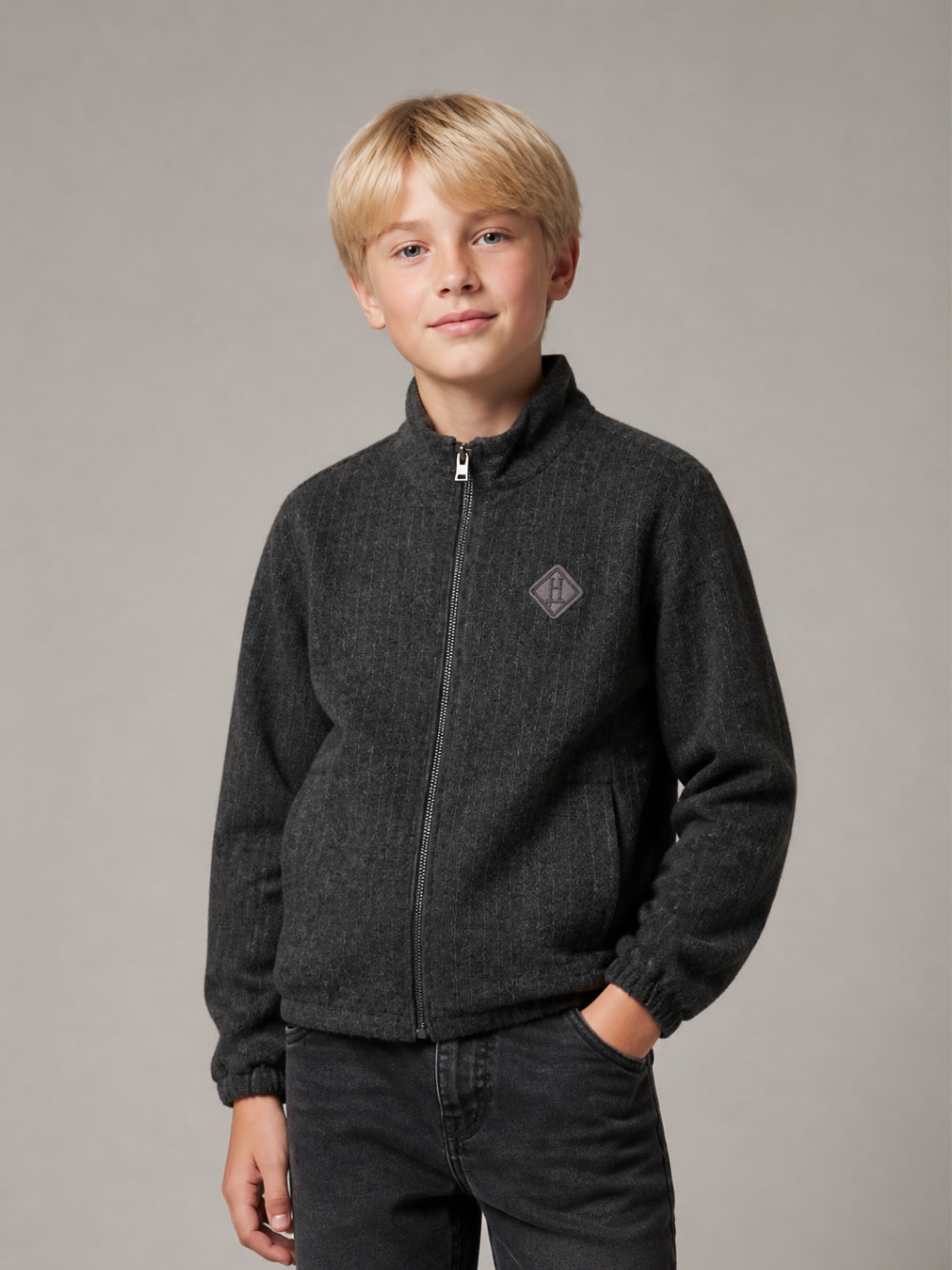 Giacca gessata per bambino Herno Kids grigia con collo alto GT000001B12935S 9487 HERNO KIDS 