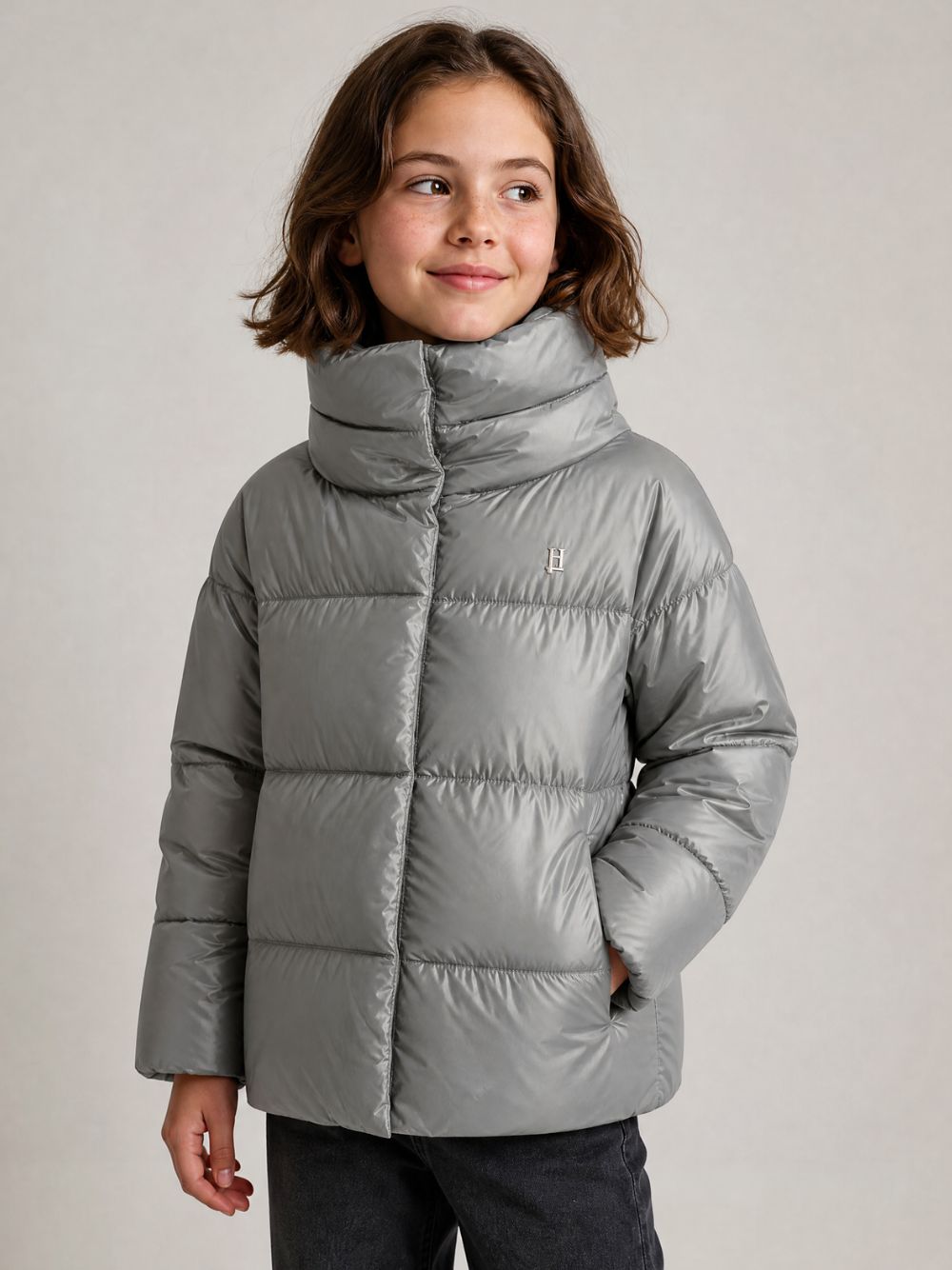 Giubbino per bambina Herno Kids grigio con design trapuntato PI000189G12017Z 9406 HERNO KIDS 