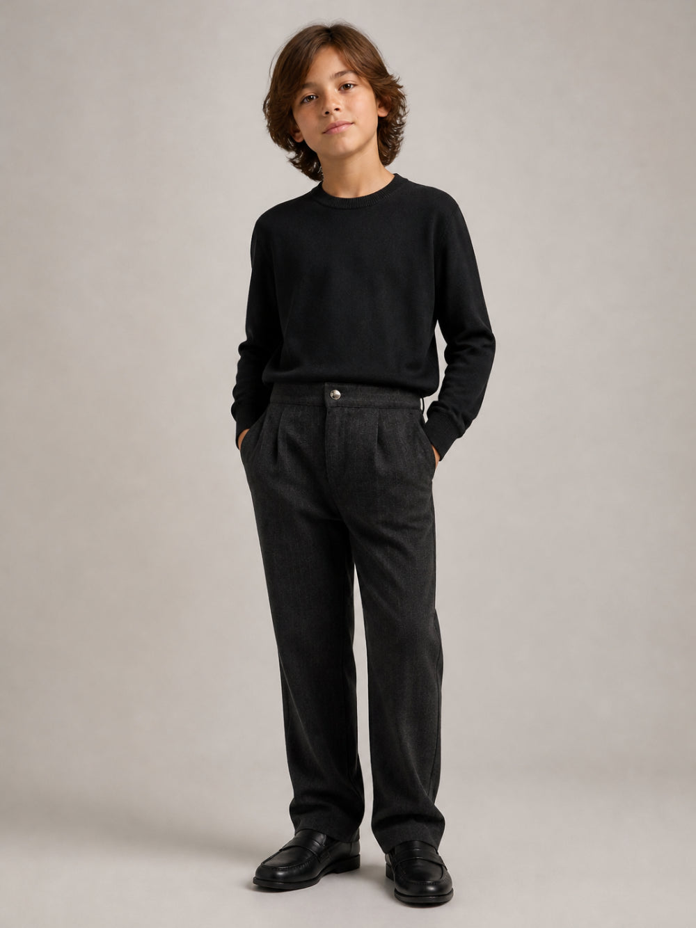 Pantaloni per bambino Herno Kids grigio scuro con motivo gessato PT000006B129355 9487 HERNO KIDS 