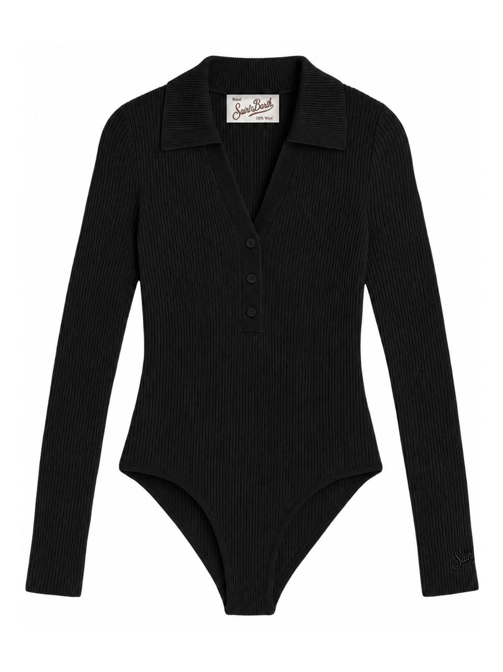 Body per donna MC2 St. Barth nero con colletto stile polo AES0001 00068M MC2 ST. BARTH 