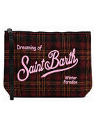 Pochette Aline MC2 St. Barth rossa con motivo tartan all-over ALI0022 01822M MC2 ST. BARTH KIDS 
