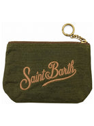 Pochette Aline Mini Wax MC2 St. Barth verde con logo ricamato sul davanti ALMI001 00131M MC2 ST. BARTH KIDS 