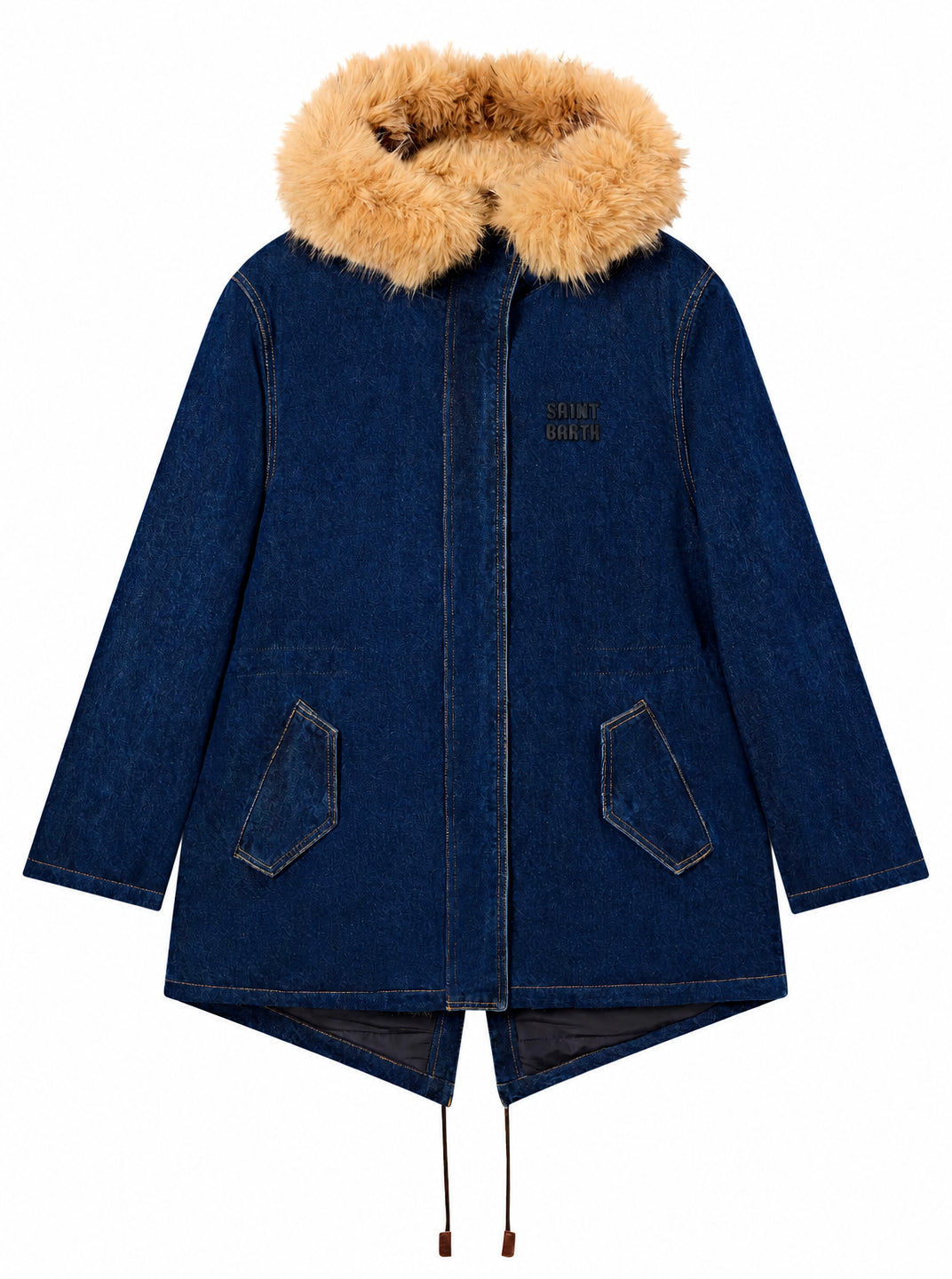 Parka Brenna per donna MC2 St. Barth blu con cappuccio effetto pelliccia BNN0001 00222M MC2 ST. BARTH 