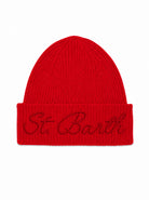 Set berretto e scaldacollo per donna MC2 St. Barth rosso con logo ricamato sul davanti BOX0041 00045M MC2 ST. BARTH 
