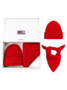 Set berretto e scaldacollo per donna MC2 St. Barth rosso con logo ricamato sul davanti BOX0041 00045M MC2 ST. BARTH 