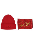 Christmas Box Pochette Aline e berretto MC2 St. Barth rossa con logo sul davanti BOX0048 04511M MC2 ST. BARTH KIDS 