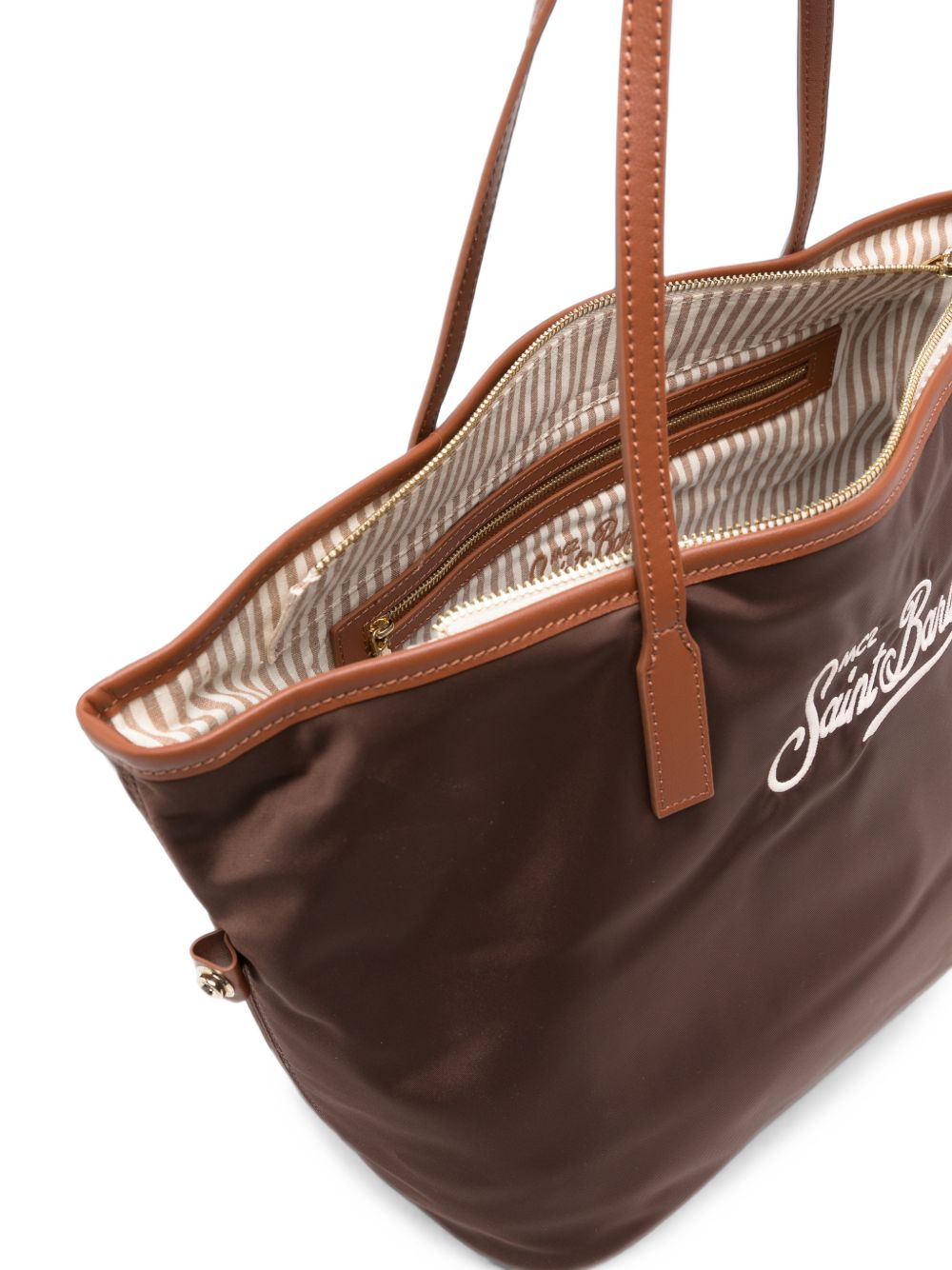 Borsa City Bag MC2 St. Barth marrone con logo ricamato sul davanti CB0002 00163M MC2 ST. BARTH KIDS 
