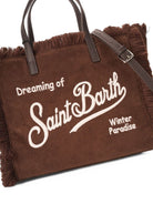 Borsa Colette Corduroy MC2 St. Barth marrone con logo ricamato sul davanti COL0048 00516M MC2 ST. BARTH KIDS 