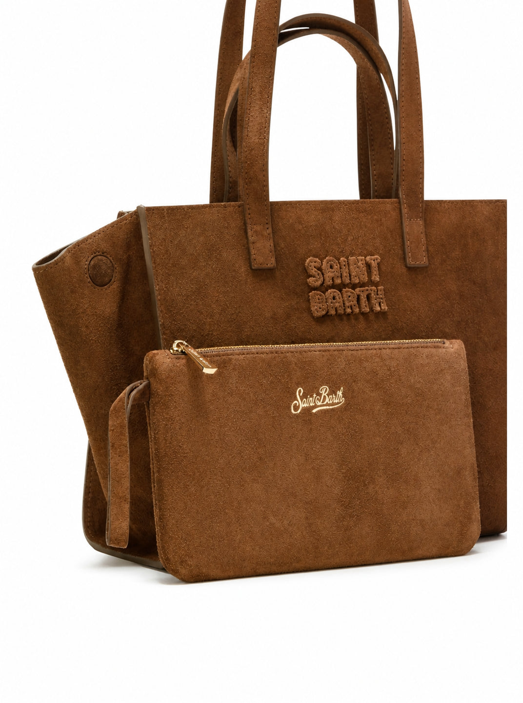 Borsa Jour Midi MC2 Saint Barth marrone con logo ricamato sul davanti JOBAM01 00103M MC2 ST. BARTH KIDS 