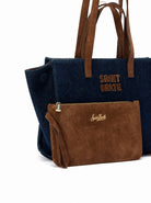 Borsa Jour Midi MC2 Saint Barth blu con logo ricamato sul davanti JOBAM01 00786M MC2 ST. BARTH KIDS 