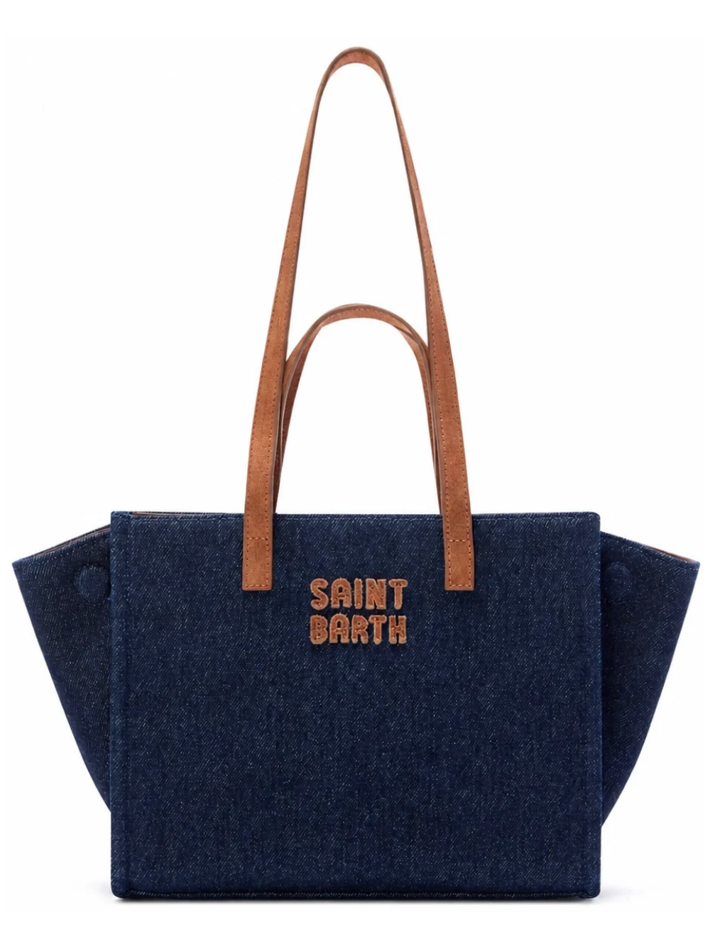 Borsa Jour Midi MC2 Saint Barth blu con logo ricamato sul davanti JOBAM01 00786M MC2 ST. BARTH KIDS 