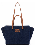 Borsa Jour Midi MC2 Saint Barth blu con logo ricamato sul davanti JOBAM01 00786M MC2 ST. BARTH KIDS 