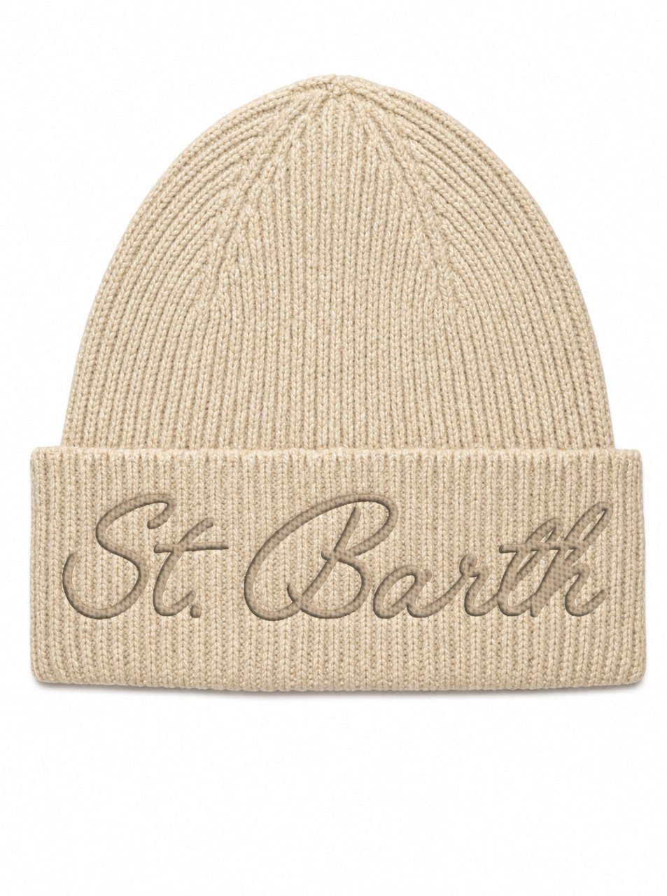 Berretto per donna MC2 St. Barth beige con logo ricamato sul davanti MOS0008 00027M MC2 ST. BARTH 