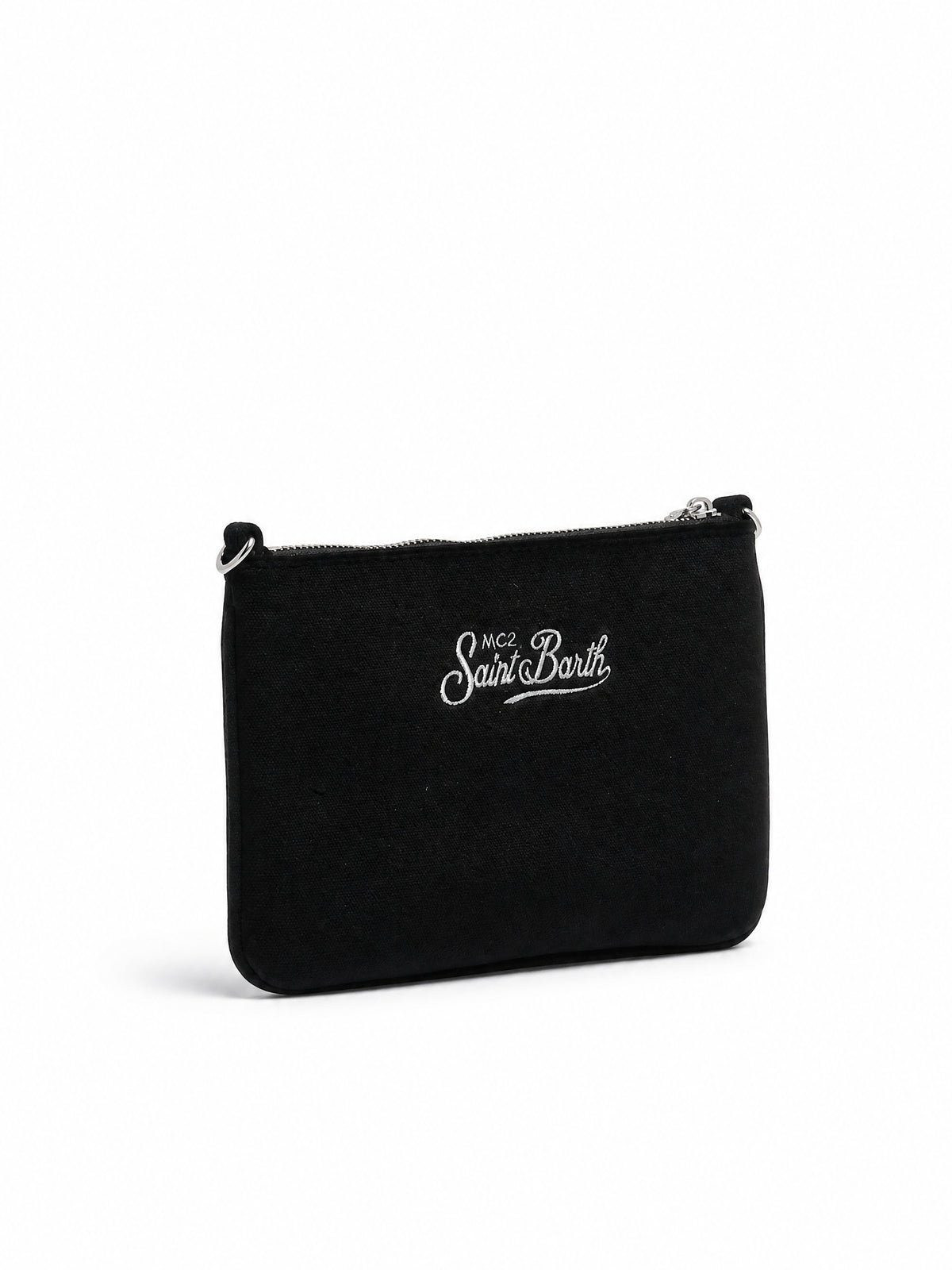 Borsa Mini Parisienne MC2 St. Barth nera con ricamo logo in argento PARM005 00474M MC2 ST. BARTH KIDS 