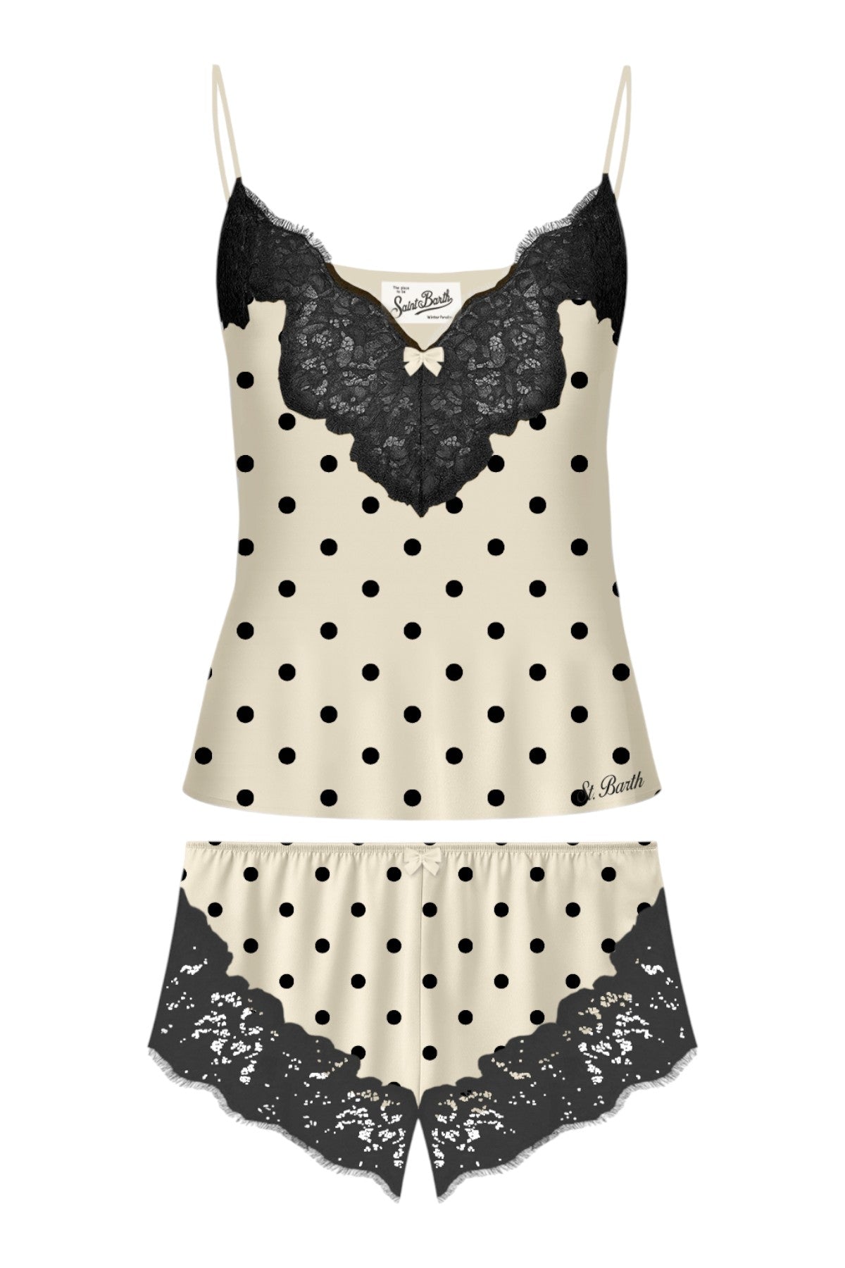Pigiama per donna MC2 St. Barth bianco con finiture in pizzo PIA0001 00493M MC2 ST. BARTH 