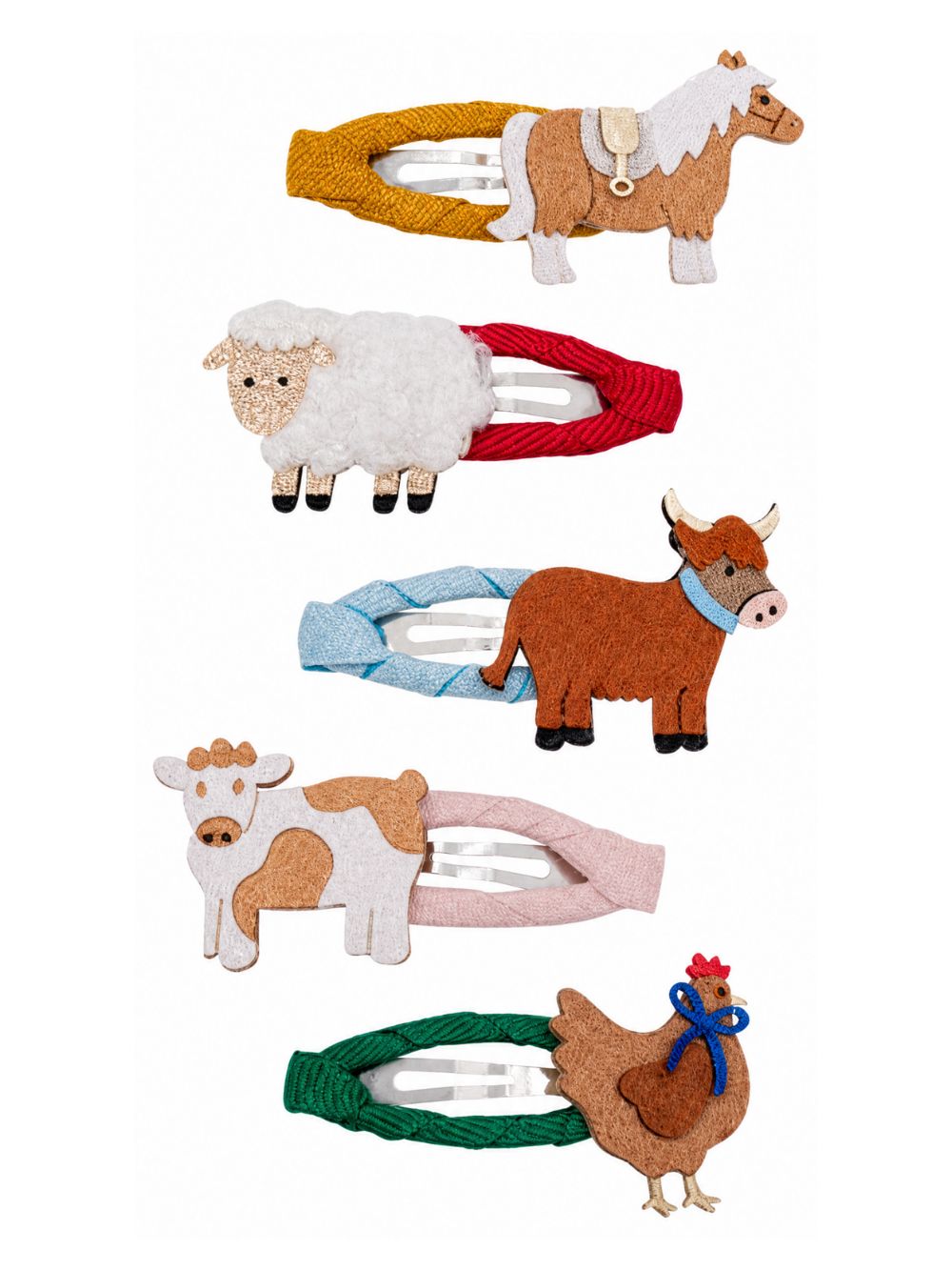 Set di quattro fermagli Mimi & Lula Kids multicolore con applicazioni animali della fattoria 192072-38 FUN FARM MIMI & LULA KIDS 