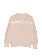 Cardigan per bambino Palm Angels KIds beige con logo ricamato sul davanti F6PAJBCA150 1531 PALM ANGELS KIDS 