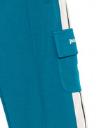 Pantaloni cargo per bambino Palm Angels Kids blu petrolio con dettaglio striscia laterale F6PAJBFP020 1527 PALM ANGELS KIDS 