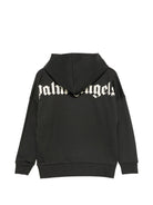 Felpa per bambino Palm Angels Kids nera con logo stampato sul davanti F6PAJBHS011 110 PALM ANGELS KIDS 