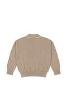 Maglione per bambina Palm Angels Kids beige con logo ricamato sul davanti F6PAJBJP146 1531 PALM ANGELS KIDS 