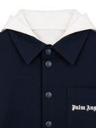 Camicia per bambino Palm Angels Kids blu con stampa logo sul petto F6PAJBSI021 1528 PALM ANGELS KIDS 