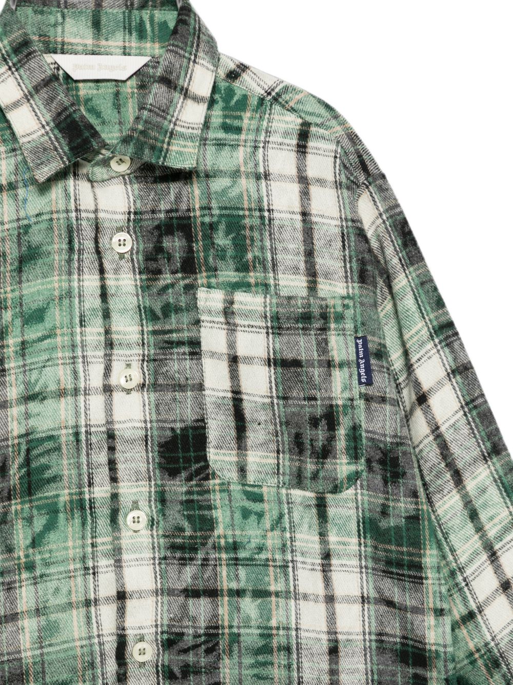Camicia per bambino Palm Angels Kids verde con stampa  a quadri F6PAJBSI132 080 PALM ANGELS KIDS 