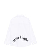 Camicia per bambino Palm Angels Kids bianca con patch logo F6PAJBSI169 002 PALM ANGELS KIDS 