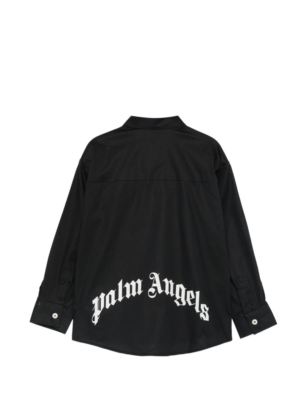 Camicia per bambino Palm Angels Kids nera con logo sul davanti F6PAJBSI169 110 PALM ANGELS KIDS 