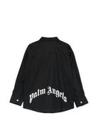Camicia per bambino Palm Angels Kids nera con logo sul davanti F6PAJBSI169 110 PALM ANGELS KIDS 