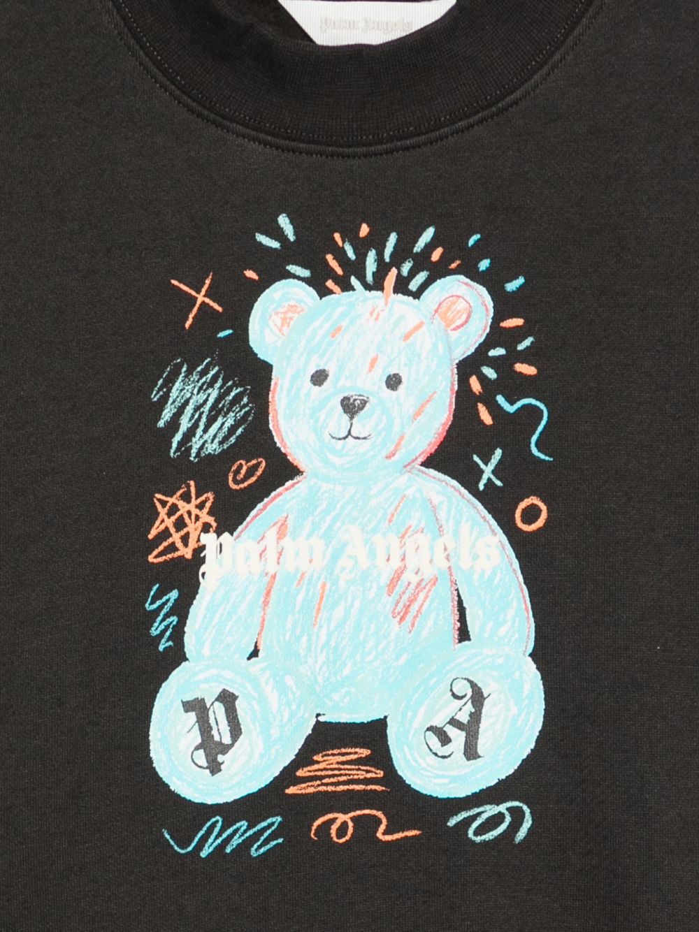 Felpa per bambini Palm Angels Kids nera con stampa logo sul davanti F6PAJBSW102 110 PALM ANGELS KIDS 