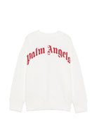 Felpa per bambini Palm Angels Kids bianca con stampa logo sul davanti F6PAJBSW140 412 PALM ANGELS KIDS 