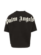 T-shirt per bambino Palm Angels Kids nera con logo sul davanti F6PAJBTH012 110 PALM ANGELS KIDS 