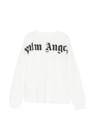 T-shirt per bambino Palm Angels Kids bianca con stampa logo sul girocollo F6PAJBTH013 412 PALM ANGELS KIDS 