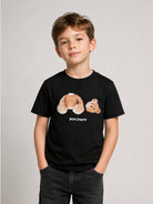 T-shirt per bambino Palm Angels Kids nera con stampa orso sul davanti F6PAJBTH061 110 PALM ANGELS KIDS 