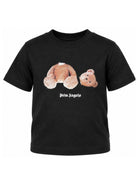 T-shirt per bambino Palm Angels Kids nera con stampa orso sul davanti F6PAJBTH061 110 PALM ANGELS KIDS 