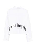 Camicia corta per bambina Palm Angels Kids bianca con patch logo F6PAJGSI168 002 PALM ANGELS KIDS 