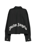Camicia corta per bambina Palm Angels Kids nera con patch logo F6PAJGSI168 110 PALM ANGELS KIDS 
