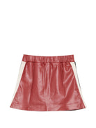 Minigonna per bambina Palm Angels rossa a righe laterali con stampa logo F6PAJGSK167 402 PALM ANGELS KIDS 
