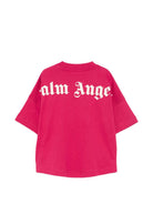 T-shirt per bambina Palm Angels Kids fucsia con stampa logo F6PAJGTH064 402 PALM ANGELS KIDS 