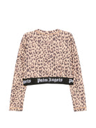 T-shirt per bambina Palm Angels Kids marrone con fascia elasticizzata con logo F6PAJGTH124 220 PALM ANGELS KIDS 