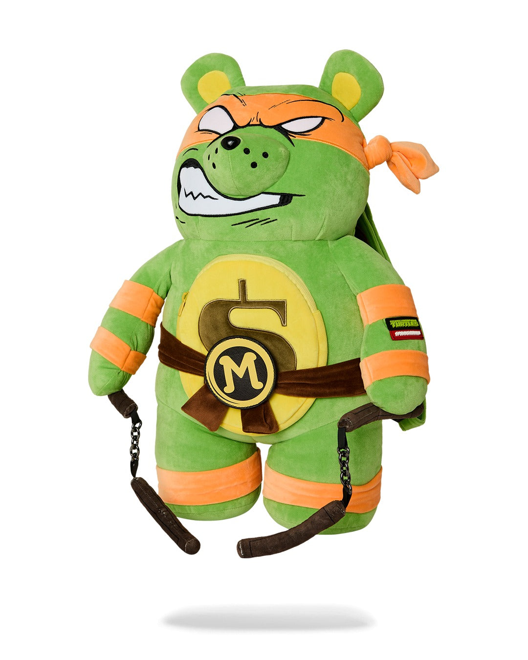 Zaino TMNT Michelangelo Moneybear per bambini Sprayground Kid verde con dettaglio logo sul davanti 910B7045 NSZ SPRAYGROUND KIDS 