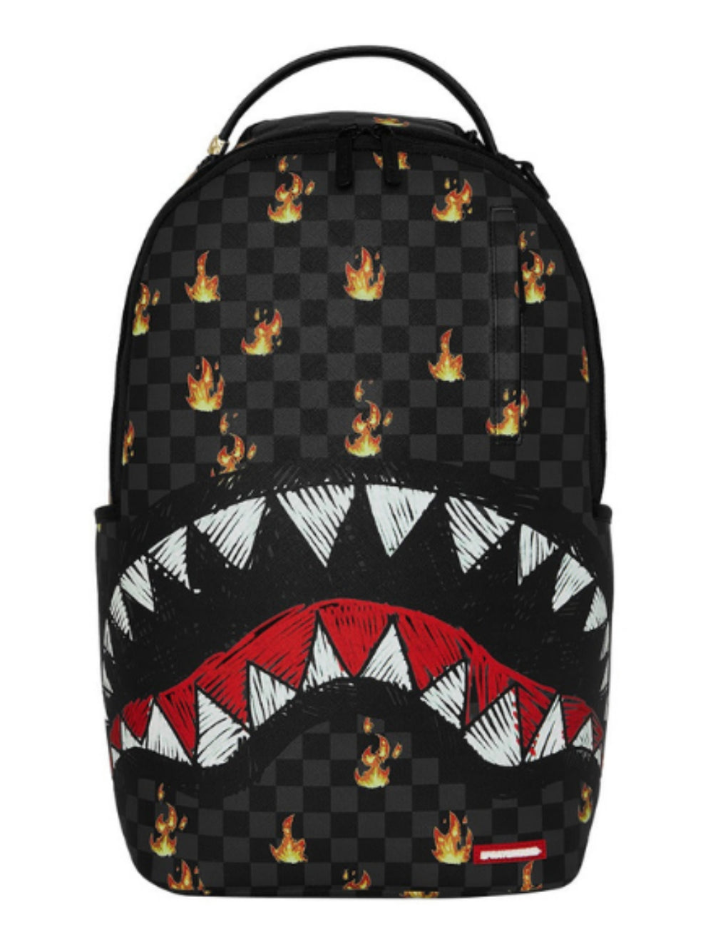 Zaino Scribble Fire Check Backpack per bambini Sprayground Kids nero con motivo a quadri e fiamme all-over 910B8730 NSZ SPRAYGROUND KIDS 