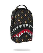 Zaino Scribble Fire Check Backpack per bambini Sprayground Kids nero con motivo a quadri e fiamme all-over 910B8730 NSZ SPRAYGROUND KIDS 