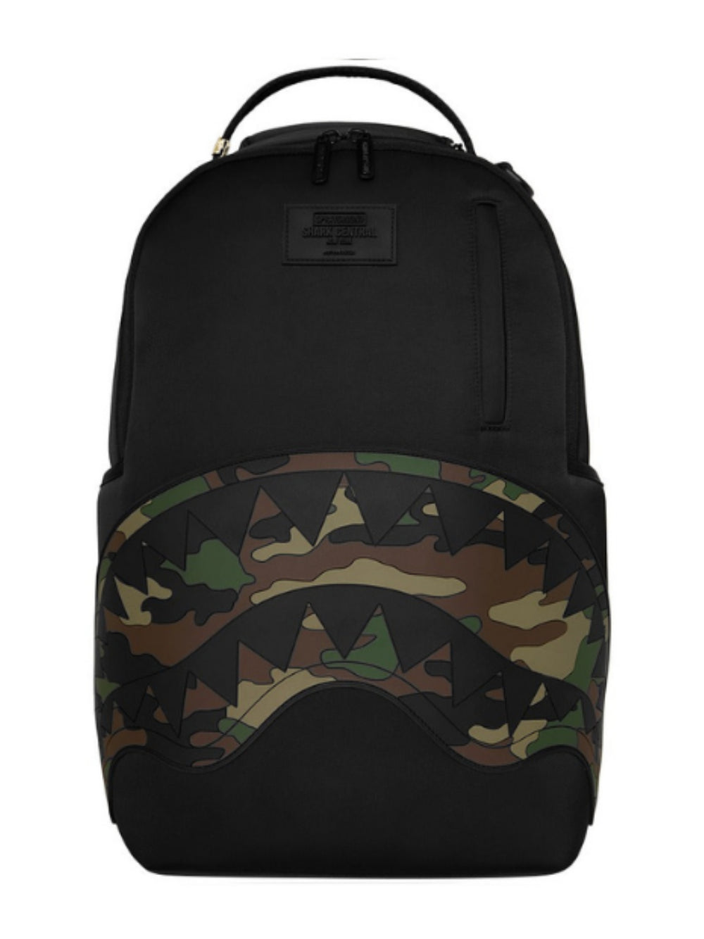 Zaino Shark Central Black Nylon Camo Embossed Shark per bambini Sprayground Kids nero con dettagli in camouflage 910B9331 NSZ SPRAYGROUND KIDS 