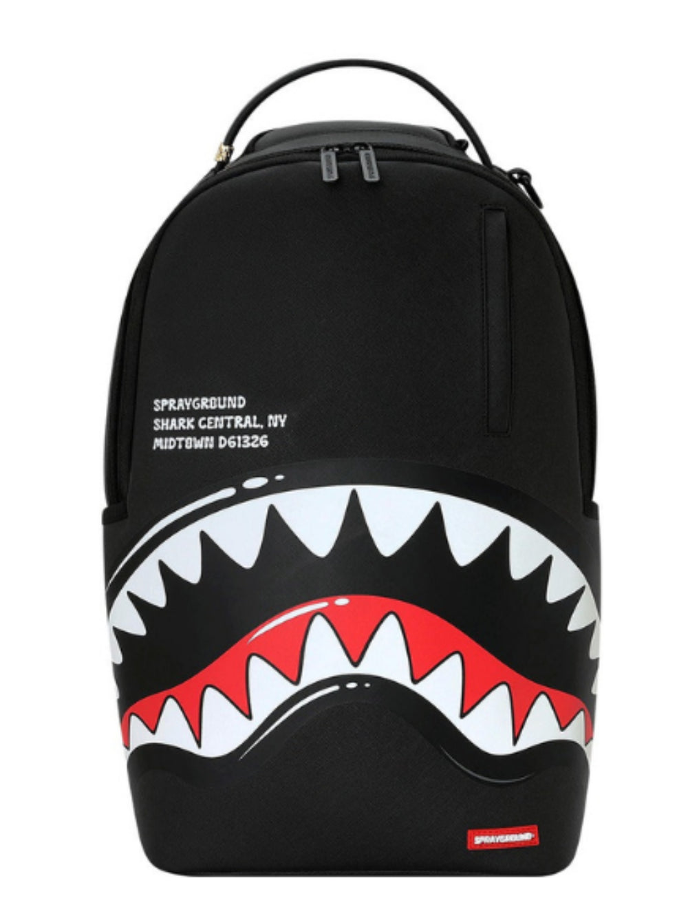 Zaino Shark Central White Stencil Shark Black Nylon per bambini Sprayground Kids nero con stampa Shark sul davanti 910B9634 NSZ SPRAYGROUND KIDS 