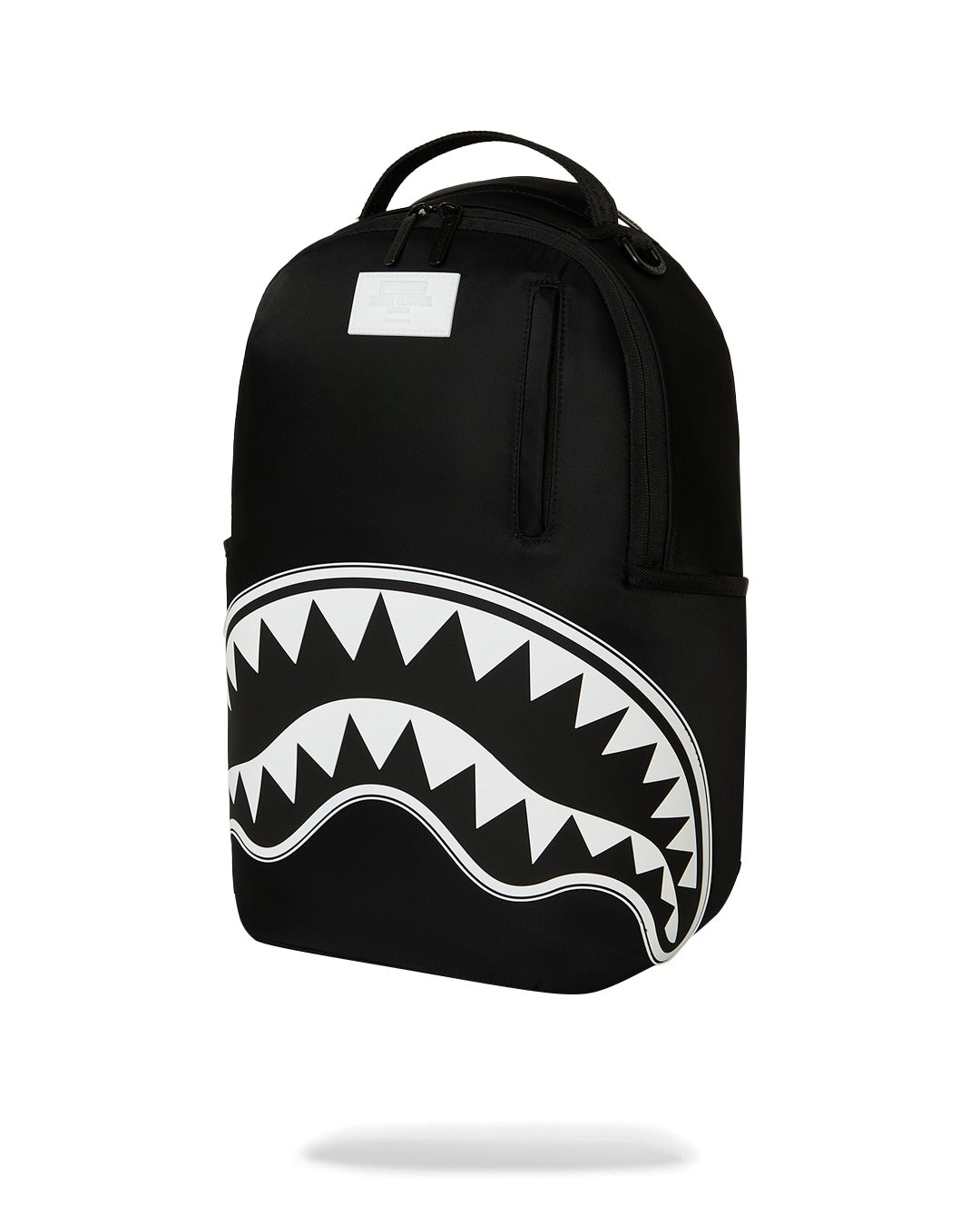 Zaino Shark Central White Stencil Shark Black Nylon per bambini Sprayground Kids nero con stampa Shark sul davanti 910B9634 NSZ SPRAYGROUND KIDS 
